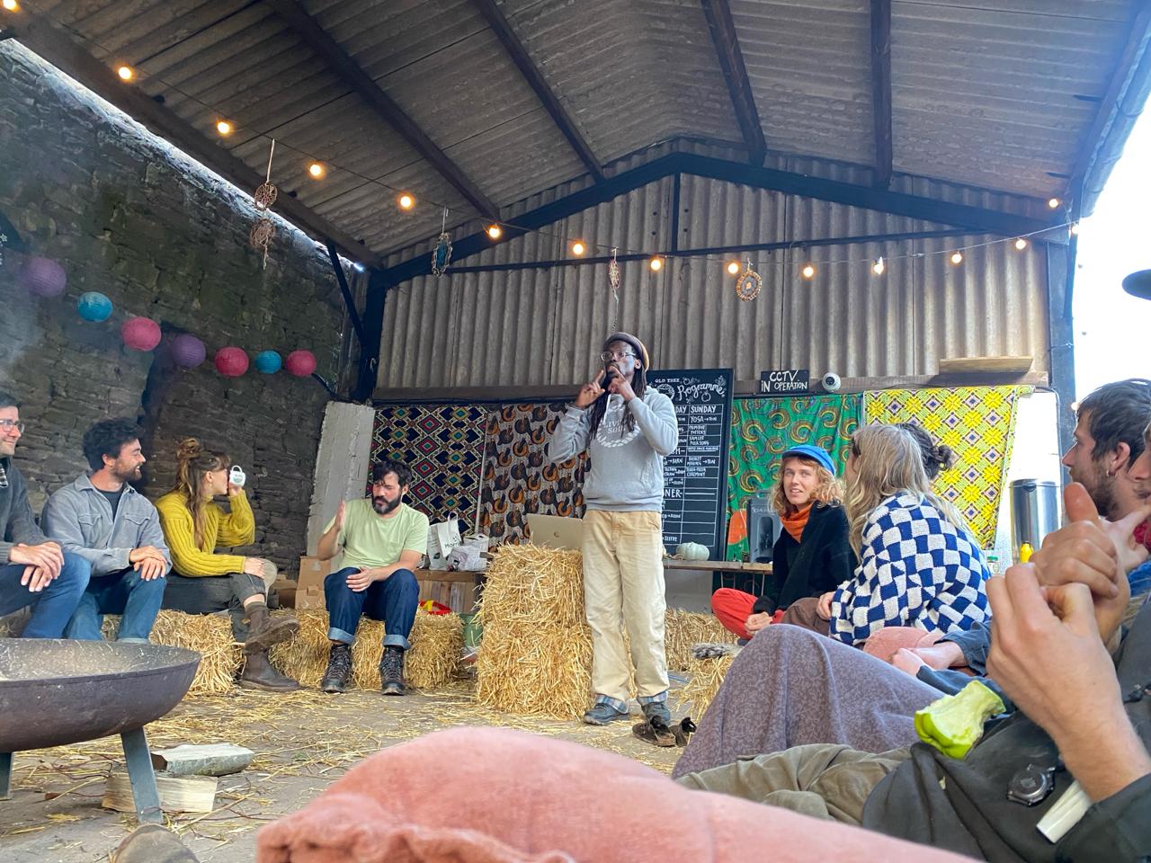 Kwame Afrik teaching a live British Sign Language class